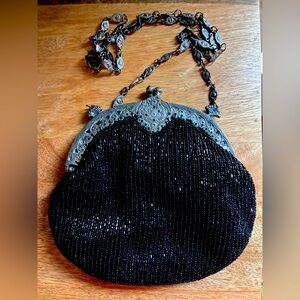 Vintage Elegant Black Beaded Evening Bag